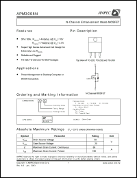 APM3005NGC-TU datasheet: 30 V, N-channel enhancement mode MOSFET APM3005NGC-TU