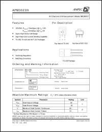 APM3023NFC-TR datasheet: 30 V, N-channel enhancement mode MOSFET APM3023NFC-TR