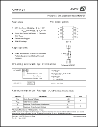 APM4427KC-TU datasheet: 30 V, P-channel enhancement mode MOSFET APM4427KC-TU
