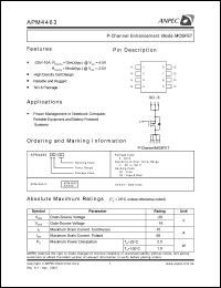 APM4463KC-TR datasheet: 20 V, P-channel enhancement mode MOSFET APM4463KC-TR