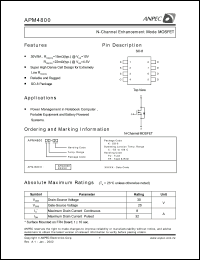 APM4800KC-TR datasheet: 30 V, N-channel enhancement mode MOSFET APM4800KC-TR