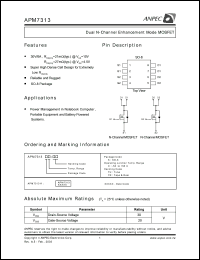 APM7313KC-TR datasheet: 30 V, N-channel dual enhancement mode MOSFET APM7313KC-TR