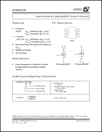 APM9928KC-TR datasheet: 20 V, dual (N and P-channel) enhancement mode MOSFET APM9928KC-TR