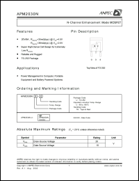 APM2030NUC-TR datasheet: 20 V, N-channel enhancement mode MOSFET APM2030NUC-TR