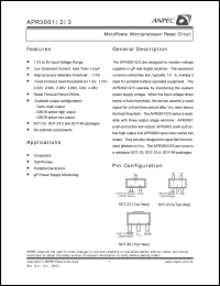 APR3003-43BC-TR datasheet: 4.38 V, micropower microprocessor reset circuit APR3003-43BC-TR