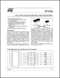 ST75185CDR datasheet: MULTIPLE RS-232 DRIVERS AND RECEIVERS ST75185CDR