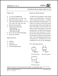APR3011-15AI-TR datasheet: 1.5 V, micropower microprocessor reset circuit APR3011-15AI-TR