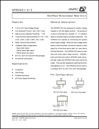 APR3022-30AI-TR datasheet: 3.08 V, micropower microprocessor reset circuit APR3022-30AI-TR