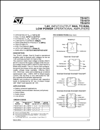 TS1874 datasheet: 1.8V, INPUT/OUPUT RAIL TO RAIL LOW POWER OP-AMPS TS1874