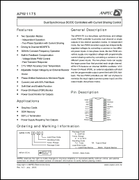 APW1175KC-TUL datasheet: VCC:4.2-15 V, dual synchronous DC/DC controller with current sharing control APW1175KC-TUL