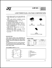 LM193 datasheet: LOW POWER DUAL BIPOLAR COMPARATORS LM193