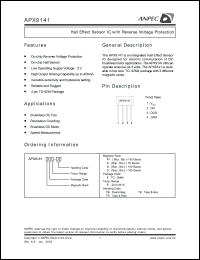 APX9141AEE-TR datasheet: 3 V, hall effect sensor IC with reverse voltage protector APX9141AEE-TR