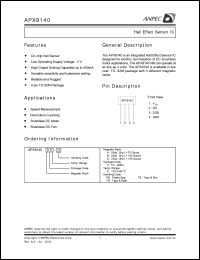 APX9140AEE-TR datasheet: 3 V, hall effect sensor IC APX9140AEE-TR