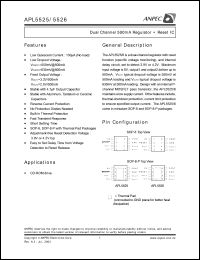 APL5526-BKC-TR datasheet: 4.2 V, Dual channel 500 mA regulator + reset IC APL5526-BKC-TR