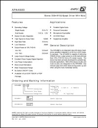 APA4880JI-TU datasheet: 3-7 V, stereo 330 mW 8 om speak driver with mute APA4880JI-TU