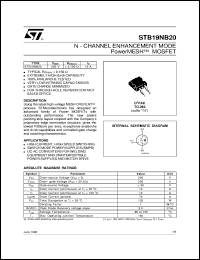 STB19NB20 datasheet: N-CHANNEL ENHANCEMENT MODE POWERMESH MOSFET STB19NB20