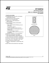 ST19GF34 datasheet: SMARTCARD MCU WITH 34 KBYTES EEPROM ST19GF34