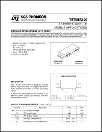 TSTM872-20 datasheet: RF POWER MODULE MOBILE APPLICATIONS . MOBILE CLASS AB POWER AMPLIFIER TSTM872-20