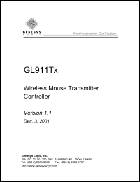 GL911TX datasheet: 3.3 V,  wireless mouse transmitter controller GL911TX