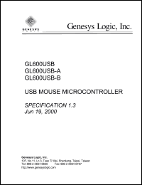 GL600USB-B datasheet: 3.6 V,  USB mouse microcontroller GL600USB-B