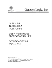 GL603USB-B datasheet: 3.6 V,  USB+PS/2 mouse microcontroller GL603USB-B