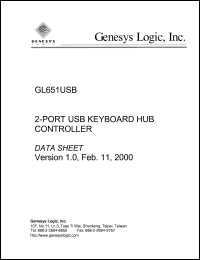 GL651USB datasheet: 3.3 V, 2-port USB keyboard HUB controller GL651USB