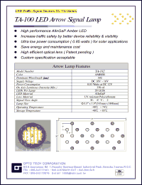 TA-100 datasheet: LED arrow signal lamp TA-100