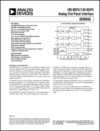 AD9884AKS-140 datasheet: 3.3 V, 140 MSPS analog flat panel interface AD9884AKS-140
