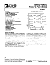 AD9884AKS-100 datasheet: 3.3 V, 100 MSPS analog flat panel interface AD9884AKS-100