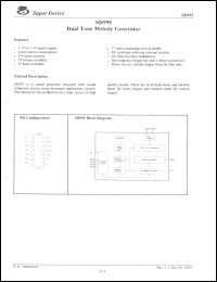 SD995-01 datasheet: 3 V, dual tone melody generator SD995-01