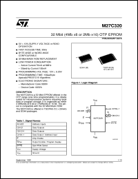 M27C320 datasheet: 32 MBIT (4MB X8 OR 2MB X16) OTP EPROM M27C320