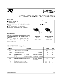 STPR620CT datasheet: ULTRA FAST RECOVERY RECTIFIER DIODES STPR620CT