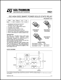 VN21 datasheet: ISO HIGH SIDE SMART POWER SOLID STATE RELAY VN21