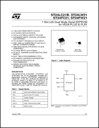 ST24FC21 datasheet: 1KB (X8) DUAL MODE SERIAL EEPROM FOR VESA PLUG & PLAY ST24FC21