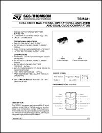 TSM221IN datasheet: DUAL CMOS OP-AMPS AND DUAL CMOS COMPARATOR TSM221IN