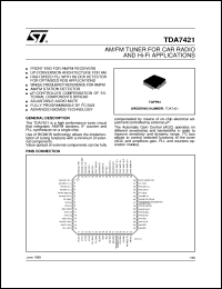 TDA7421 datasheet: AM/FM TUNER FOR CAR RADIO AND HI-FI APPLICATIONS TDA7421