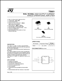 TS921 datasheet: RAIL TO RAIL HIGH OUTPUT CURRENT SINGLE OP-AMP TS921