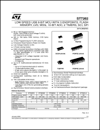 ST72622K2 datasheet: LOW SPEED USB 8-BIT MCU WITH 3 ENDPOINTS, FLASH MEMORY, LVD, WDG, 10-BIT ADC, 2 TIMERS, SCI, SPI ST72622K2