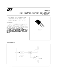 VB922 datasheet: HIGH VOLTAGE IGNITION COIL DRIVER POWER IC VB922