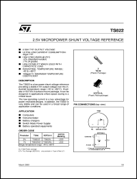 TS822AIZ datasheet: 2.50V MICROPOWER VOLTAGE REFERENCE TS822AIZ