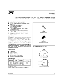 TS822ILT datasheet: 2.50V MICROPOWER VOLTAGE REFERENCE TS822ILT