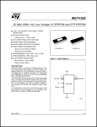 M27V322 datasheet: 32 MBIT (2MB X16) LOW VOLTAGE UV EPROM AND OTP EPROM M27V322