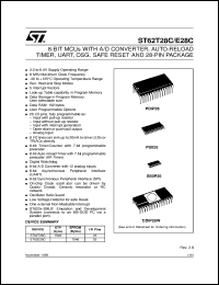 ST62E28CF1 datasheet: 8-BIT MICROCONTROLLER ( MCU ) WITH OTP, ROM, FASTR A/D CONVERTER, 8-BIT AUTO-RELOAD TIMER, UART, OSG, SAFE RESET AND 28 PINS ST62E28CF1