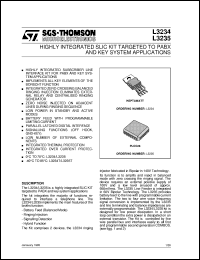 L3234 datasheet: HIGLY INTEGRATED SLIC KIT TARGETED TO PABX AND KEY SYSTEM APPLICATIONS L3234