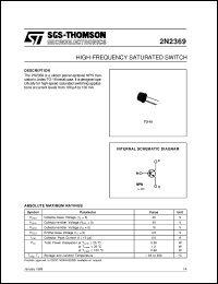 2N2369 datasheet: HIGH FREQUENCY SATURATED SWITCH 2N2369
