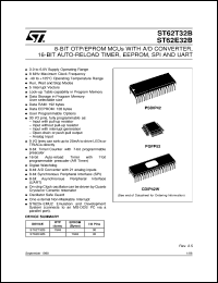 ST6232BQ3 datasheet: 8-BIT MICROCONTROLLER ( MCU ) WITH OTP, ROM, FASTROM, EPROM, ADC, 16-BIT AUTO-RELOAD TIMER, EEPROM, SPI, UART & 52, 42 PINS ST6232BQ3