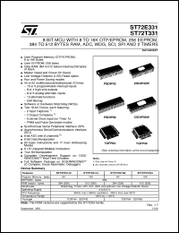 ST72T331N2 datasheet: 8-BIT MICROCONTROLLER (MCU) WITH 8/16K ROM/OTP/EPROM,256 EEPROM,384/512 BYTES RAM,ADC,WDG,SCI,SPI & 2 TIMERS - SDIP42/56, QFP44/64 ST72T331N2