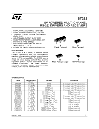 ST232BD datasheet: 5V POWERED MULTI-CHANNEL RS-232 DRIVERS AND RECEIVERS ST232BD
