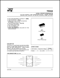 TSH24ID datasheet: HIGH PERFORMANCE QUAD BIPOLAR OP-AMPS TSH24ID