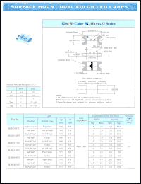 BL-HA0B433 datasheet: Amber/super blue, 30 mA, surface mount dual color LED lamp BL-HA0B433